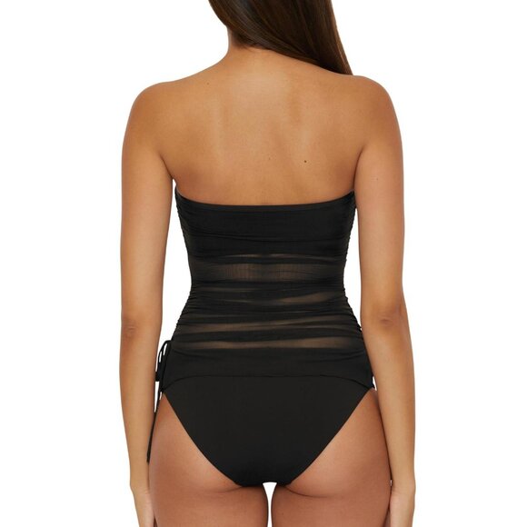 Becca Womens Standard Muse Bandeau Tankini Swim Top 733557 Black L - Picture 9 of 13